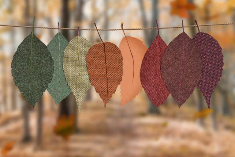 一列不同顏色的樹葉